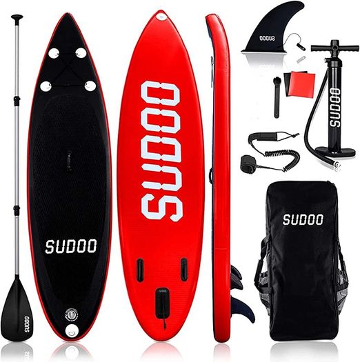 10FT 3M Paddle Boards For Adults Inflatable Stand Up Paddle Board 6 Inch Thick Surfboard Lightweight Non Slip EVA Deck SUP Board Complete Kit Red 300x76x15cm (FREE POSTAGE)