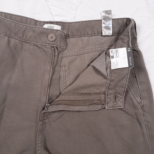 Marks & Spencer Brown Khaki Wide Leg Palazzo Trousers Jeans 16UK/44EU