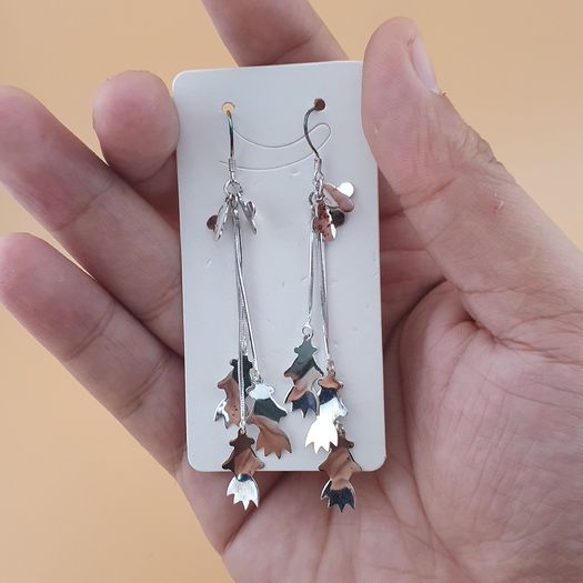 Sterling 925 Silver Cascading Leaf Drop Earrings