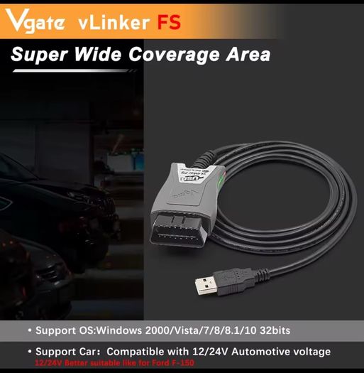 Vgate Vlinker FS ELM327 USB OBD2 Car Diagnostic Tools FORScan OBD2 Automotive Scanner MS/HS CAN PK OBDLink EX For Mazda also 2025 Vgate vLinker FS USB OBD car diagnostic scanner for All Ford Mazda models work with FORScan carflash hidden ,programming