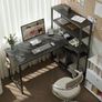 Computer Desk with Bookshelf, Corner Desk with Conversible Shelves, L Shaped Desk, Home Office Desks, Writing Study Desk for Bedroom,100 x 80cm, Black Image 6