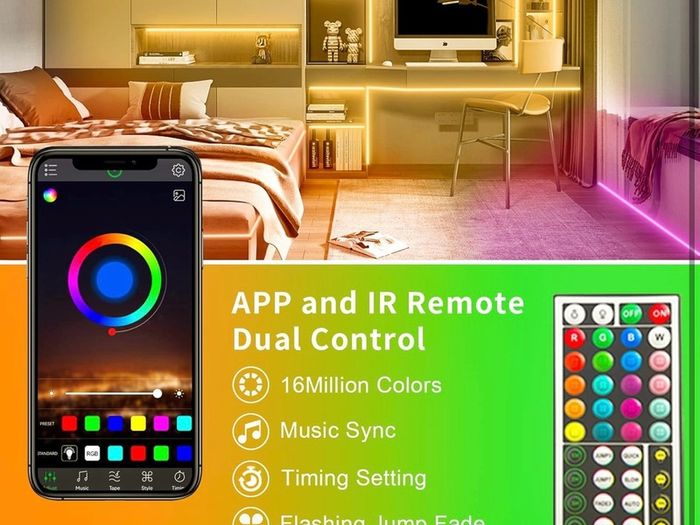 30m Led Strip Lights RGB Music Sync Color Changing, Led Lights with Smart App Control Remote, Led Lights for Bedroom Lighting Flexible Home Decoration