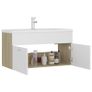 Sink Cabinet with Built-in Basin White and Sonoma Oak Chipboard Image 3