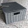 Grey Wicker type Picnic or Storage Basket for wedding items Image 3