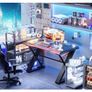 120 x 55 cm Gaming Desk with LED Lights, Gaming Table Thickened Z Shaped, Gamer Desk with Carbon Fiber Coated, Gaming PC Desk, Computer Desk Easy to Assemble, Carbon Fiber Black Image 5