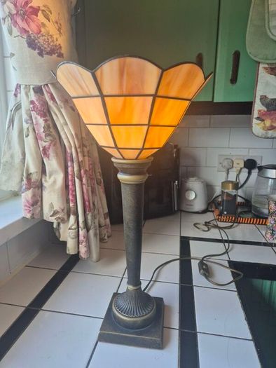 Table lamp Torchiere faux stained glass  uplighter Tablelamp