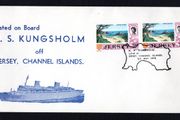 1970 Jersey Illustrated Cover with cancel from MS Kungsholm ship on calling at Jersey, Channel Islands on the 5th May 1970 tying 2 X 2d definitive stamp