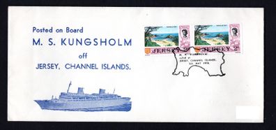 1970 Jersey Illustrated Cover with cancel from MS Kungsholm ship on calling at Jersey, Channel Islands on the 5th May 1970 tying 2 X 2d definitive stamp