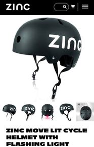 Zinc Helmet Medium 50-56cm with flashing light