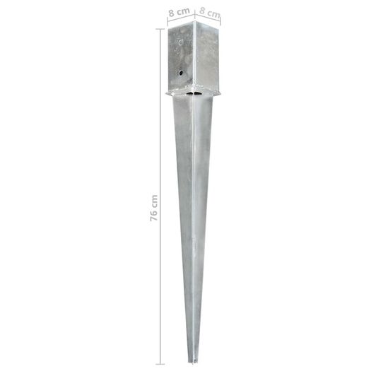 Ground Spikes 12 pcs Silver 8x8x76 cm Galvanised Steel