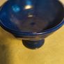 Vintage Pottery Coup Dark Blue Footed Handle Bowl Scroll Handles Image 4