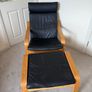 Ikea Poang Leather Chair & Footstool Image 2