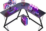 L Shaped Gaming Desk, 120/120 cm Corner Computer Desk for Gaming, Home, Office, Carbon Fibre Black
