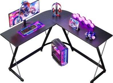 L Shaped Gaming Desk, 120/120 cm Corner Computer Desk for Gaming, Home, Office, Carbon Fibre Black