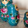 Vintage Hand-Painted Matryoshka Nesting Dolls - Teal & Floral (Set of 5) Image 4