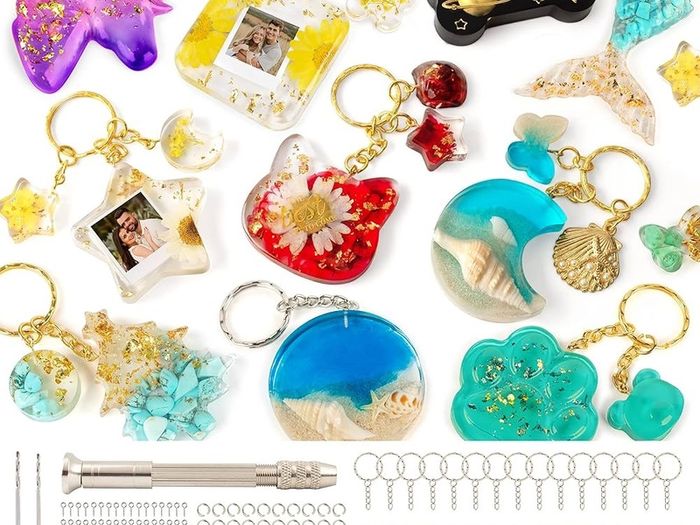 FREE P&P 182Pcs Resin Moulds Silicone Kit, 32 Pendants Epoxy Resin Moulds Keychain Making Set, DIY Jewelry Resin Keychain Molds for Keyring Charm Craft