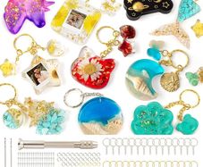 FREE P&P 182Pcs Resin Moulds Silicone Kit, 32 Pendants Epoxy Resin Moulds Keychain Making Set, DIY Jewelry Resin Keychain Molds for Keyring Charm Craft