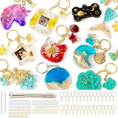 FREE P&P 182Pcs Resin Moulds Silicone Kit, 32 Pendants Epoxy Resin Moulds Keychain Making Set, DIY Jewelry Resin Keychain Molds for Keyring Charm Craft