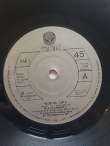 Black Sabbath 7" (Irish) - Neon Knights