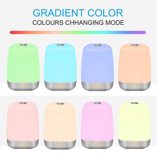 Wake Up Light, Sunvook Alarm Clock Colored Sunrise Simulation LED Digital Alarm Clock Touch Control Dimmable Bedside Lamp with 5 Natural Sounds Rechargeable, 3 Brightness Levels, 256 Color RGB Mode