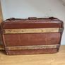 Brown Leather Travel Trunk Suitcase Image 3