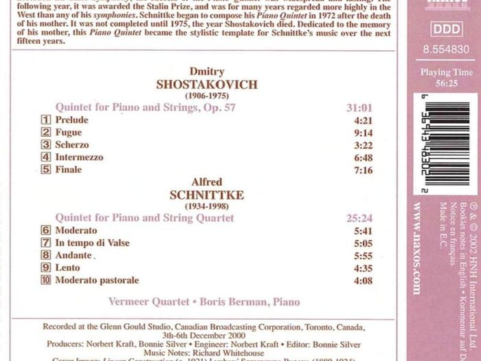 Shostakovich. Schnittke. Piano Quintets. CD. Free Postage!