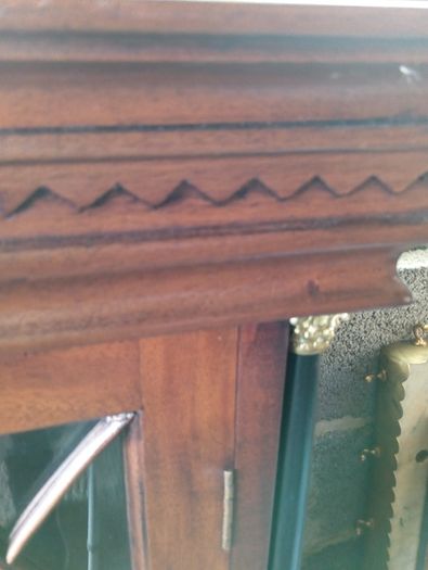 Vintage mahogany display cabinet with key