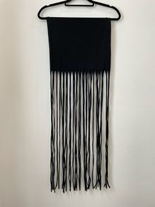 MISSGUIDED Stunning Black Boho Bodycon Fringe Mini Skirt Size 6!