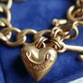 Juicy Couture Logo Heart J Charms Gold Tone Chain Link Toggle Clasp Bracelet 8" Image 3