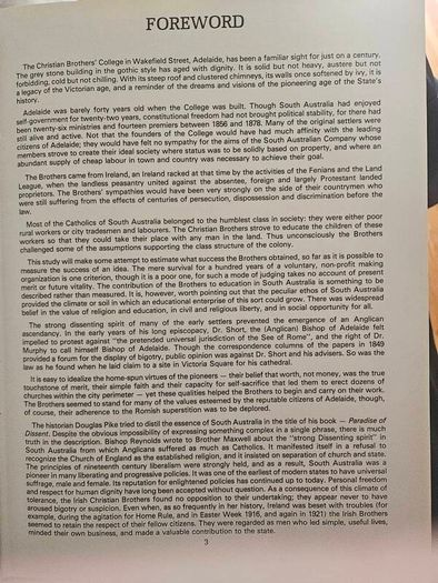 The Christian Brothers Of Wakefield Street 1878-1978. First Edition Hardback With Dustjacket In Good Condition.  See Photos For Same.