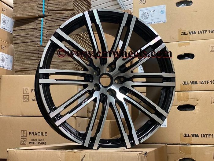 21" Inch Porsche Macan Turbo Style Alloy Wheels Gloss black polished 5x112 66.6