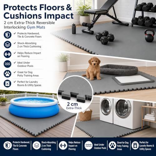 Mat Extra Thick (2cm) Foam Exercise Mats, Gym Flooring Mat, Interlocking Puzzle EVA Floor Tiles, Non slip Rubber Cushion For Home Workout