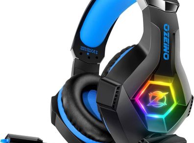 FREE EXPRESS SHIPPING Headset Stereo Surround Sound Gaming Headphones with Breathing RGB Light & Adjustable Mic for PS4 PS5 PC Xbox One Laptop Mac