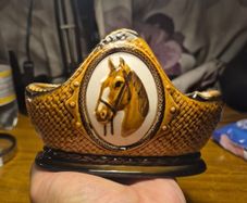 Vintage Ceramic Double Pipe Holder/ Stand Horse Themed