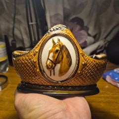 Vintage Ceramic Double Pipe Holder/ Stand Horse Themed