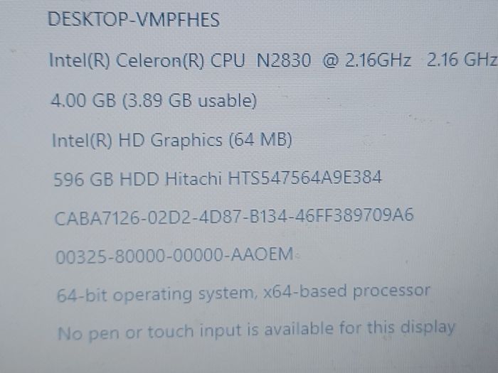 Toshiba Satellite C50-B-14D, Intel Celeron CPU N2830 2.16GHz, 4GB Ram, 600GB HDD, Windows 10, Microsoft Edge, Chrome