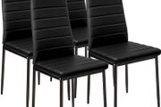 FREE P&amp;P Stunning Modern Faux Leather Black White 4/6 Chair Set for Dining Kitchen Room (Black, 4)