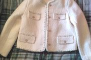 White Tweed Pearl-Trimmed Jacket (Size S/M)