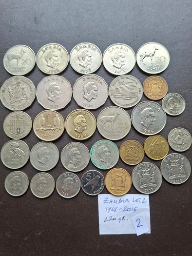 A Lot of 220 grams of coins from Zambia (1968-2019)