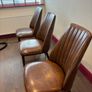 Brown leather dining chairs Image 3