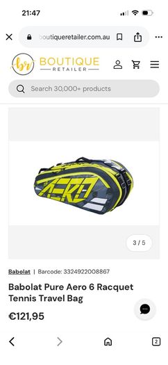 Babolat Pure Aero 6 Racquet Tennis Travel Bag