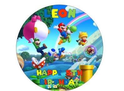 super mario personalised edible cake topper 7'