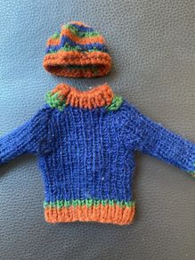 Hand knit jumper and hat for Action Man figure