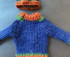Hand knit jumper and hat for Action Man figure