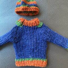 Hand knit jumper and hat for Action Man figure