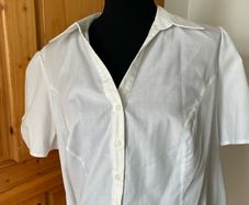 Evan's ladies short sleeve white blouse plus size - New