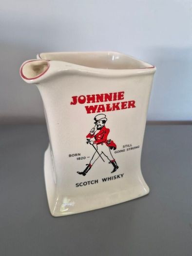 Vintage Johnnie Walker Scotch Whiskey Pitcher Jug - White Square