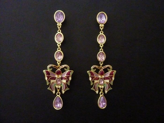 Butterfly Purple Drop Dangle Earrings