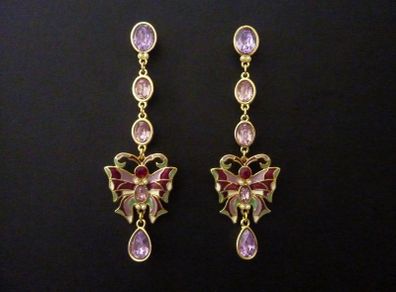 Butterfly Purple Drop Dangle Earrings