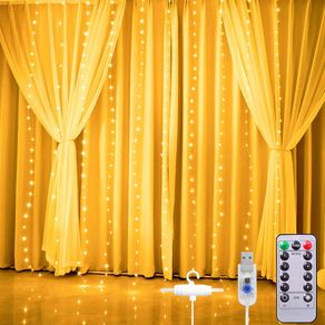 Curtain Fairy Lights Waterproof Curtain String Lights 3Mx2.8M, Curtain Window Fairy Lights, Remote Control, 280LED Light for Bedroom Outdoor Indoor Christmas Garden(Warm White)